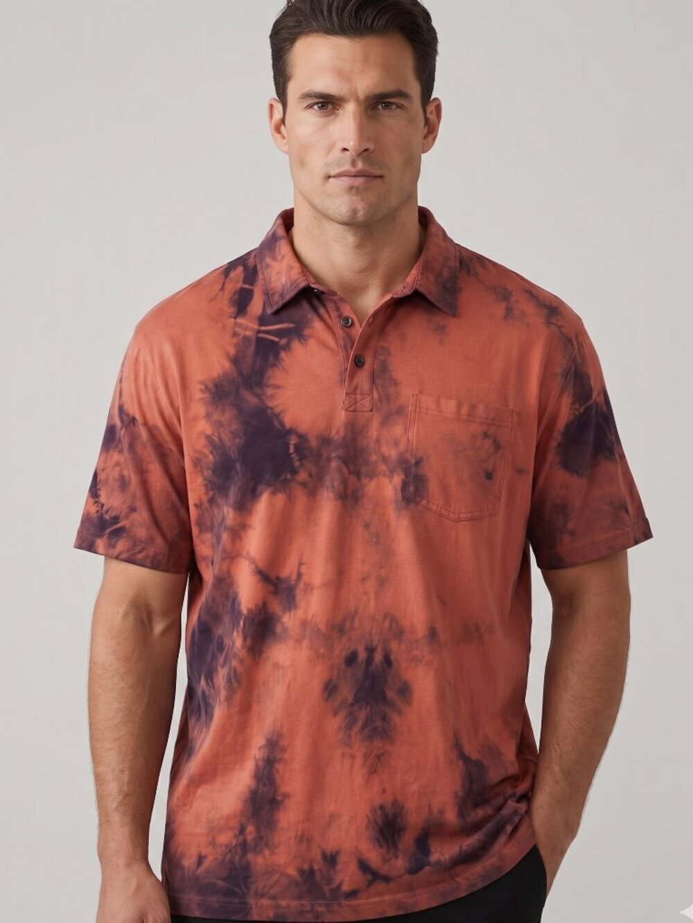 Duluth Tie Dye Brown Blue Orange Tee Shirt Size XL Extra Large Polo Cotton